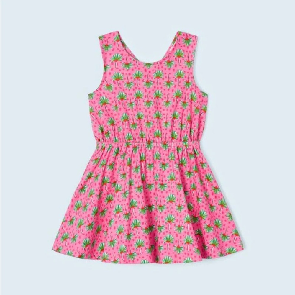 Size 9 Girls Mayoral Pink Dress with Green Floral Design